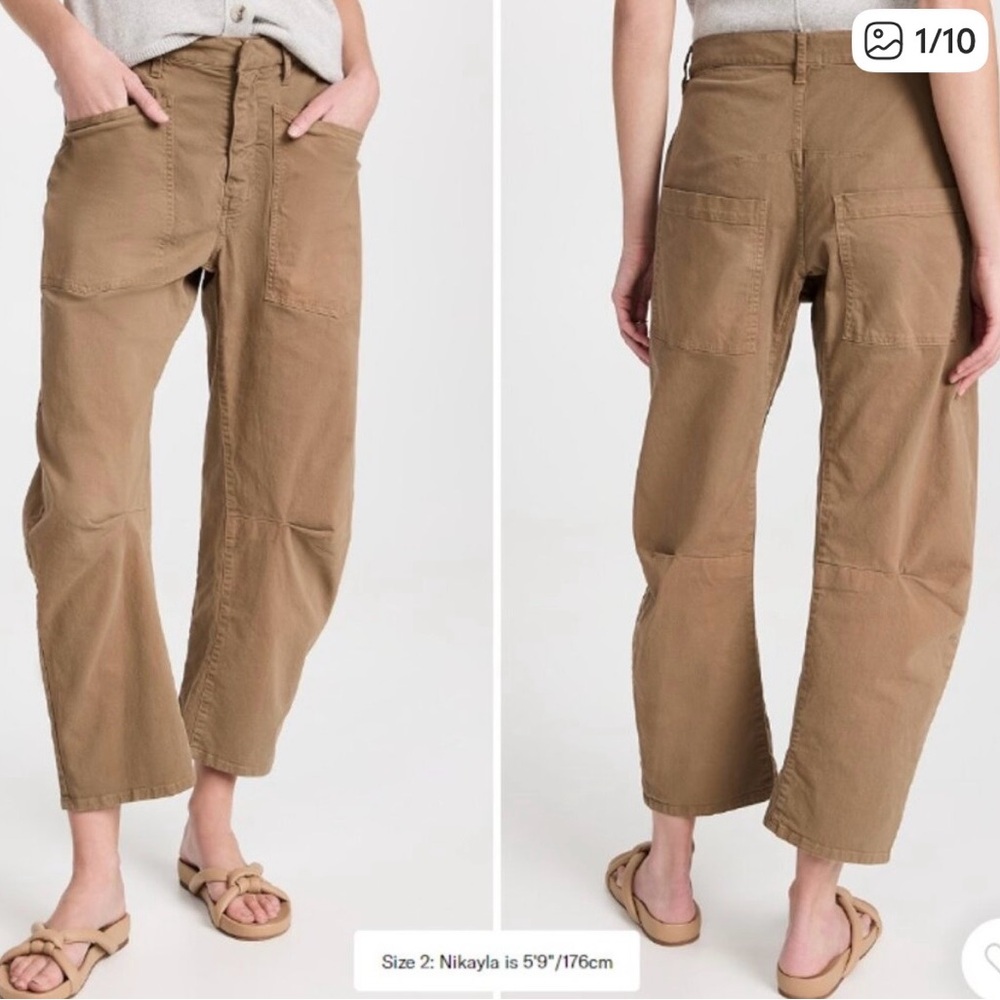 FINAL$💥 Nili Lotan Shon Pants in Bark Size US 0 Barrel Crop Quiet Luxury Tan/Br